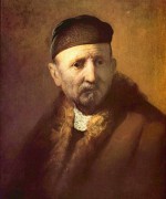 Rembrandt - Peintures - Buste d'un vieil homme avec capuchon