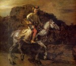 Rembrandt - Peintures - Le Cavalier Polonais (Tamalan poursuit Bajesid devant Istanbul)