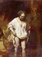 Rembrandt  - Peintures - Hendrickje à la baignade