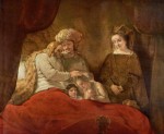 Rembrandt  - Peintures - Jacob Blessing les Fils de Joseph