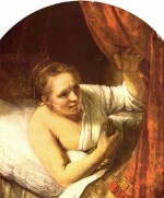 Rembrandt  - Bilder Gemälde - Junge Frau im Bett