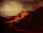 Rembrandt  - Peintures - Paysage avec le baptême du trésorier