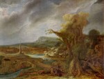 Rembrandt  - Bilder Gemälde - Landschaft mit Obelisk