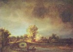 Rembrandt  - Bilder Gemälde - Landschaft mit Steinbrücke