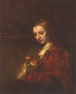 Rembrandt  - Peintures - Portrait d'une femme avec œillet rouge
