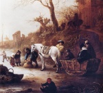 Isaac van Ostade - Peintures - Un canal en hiver (détail)