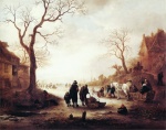 Isaac van Ostade - Peintures - Un canal en hiver