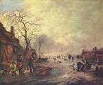 Isaac van Ostade - Peintures - Amusement sur la glace