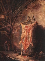 Isaac van Ostade - painting - The Cut Pig