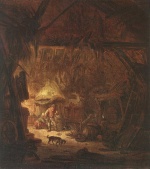 Isaac van Ostade - Peintures - Intérieur d'une ferme