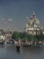 Martin Rico y Ortega - paintings - Venetian Lagoon Near the Church of Santa Maria della Salute