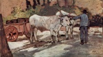 Giovanni Fattori - Peintures - Paysan avec char à bœufs