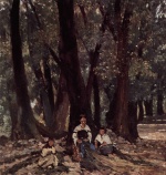 Giovanni Fattori - paintings - Bauern in einem Wald