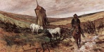 Giovanni Fattori - Peintures - Gardien de troupeaux à cheval et vaches 