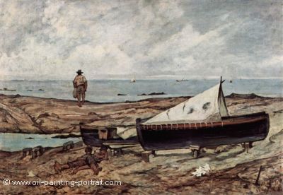 Der graue Tag (Strand mit Fischern und Booten)