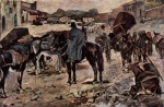 Giovanni Fattori - paintings - Dorfstrasse mit Bauern, Maultieren und Haendlern