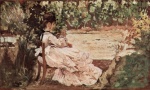 Giovanni Fattori - paintings - Giovannis Frau im Garten