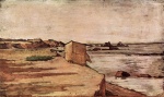 Giovanni Fattori - paintings - Huette an einem Strand
