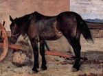 Giovanni Fattori  - paintings - Pferd vor einem Wagen