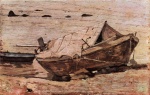 Giovanni Fattori  - Peintures - Plage avec un petit bateau