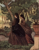 Giovanni Fattori  - paintings - Zwei Damen im Garten von Castiflioncello