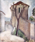 Amadeo Modigliani - Peintures - Arbre et maison
