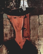 Amadeo Modigliani - Peintures - Dame avec chapeau