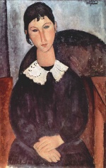 Amadeo Modigliani - Peintures - Elvira avec col blanc