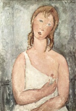 Amadeo Modigliani - Bilder Gemälde - Mädchen (Giovanna Rossa) im Hemd