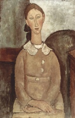 Amadeo Modigliani - Peintures - Jeune fille en robe jaune