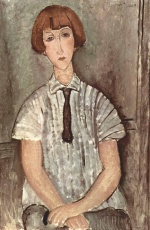 Amadeo Modigliani - Peintures - Jeune fille au chemisier