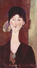 Amadeo Modigliani - Bilder Gemälde - Portrait der Beatrice hastings vor einer Tür