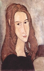 Amadeo Modigliani - Bilder Gemälde - Portrait der Jeanne Hebuterne (Kopf im Profil)