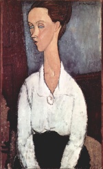 Amadeo Modigliani - Bilder Gemälde - Portrait der Lunia Czechowska mit weißer Bluse