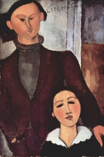 Amadeo Modigliani - paintings - The Sculptor Jacques Lipchitz and His Wife Berthe Lipchitz