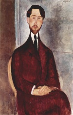 Amadeo Modigliani  - Peintures - Portrait de Léopold Zborowski