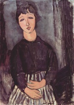 Amadeo Modigliani  - Peintures - Portrait d'une femme de chambre