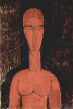 Amadeo Modigliani  - Peintures - Buste rouge