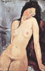 Amadeo Modigliani  - Peintures - Femme nue assise