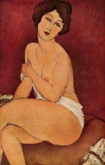 Amadeo Modigliani  - paintings - Seated Nude on Divan