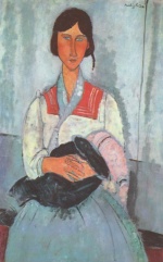 Amadeo Modigliani  - Peintures - Gitane avec enfant