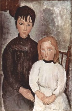 Amadeo Modigliani  - Peintures - Deux jeunes filles