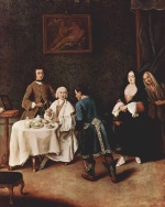 Pietro Longhi - Bilder Gemälde - Besuch bei einem Lord