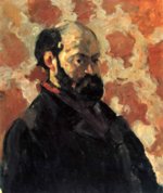 Paul Cezanne  - paintings - Selbstportraet vor rosa Hintergrund