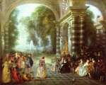 Jean Antoine Watteau - Peintures - Les Plaisirs du bal