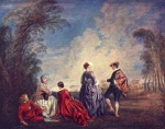 Jean Antoine Watteau - paintings - Der verlegene Antrag