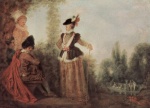 Jean Antoine Watteau - Peintures - L´aventurière