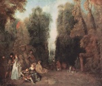 Jean Antoine Watteau - Peintures - Perspective