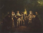 Jean Antoine Watteau - paintings - Die italienische Komoedie