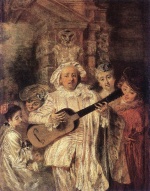 Jean Antoine Watteau - paintings - Gilles und seine Familie